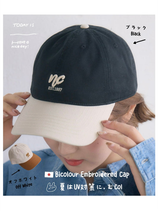 日本直送 [預購] 拼色·刺繡字Cap帽仔 ◍ 2色入