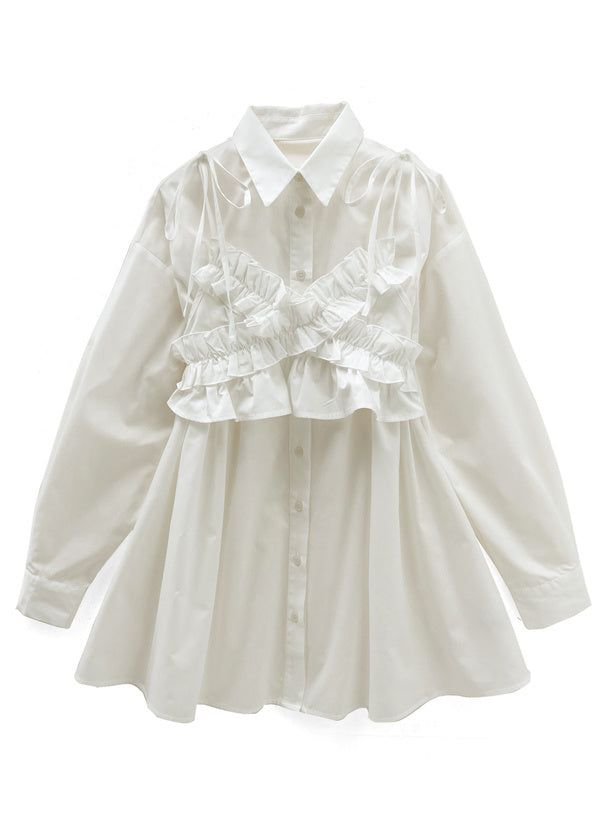 日本直送 [預購] 一套2件setup ⇉ Ruffle交叉背心➕恤裙 ◍ 3色入