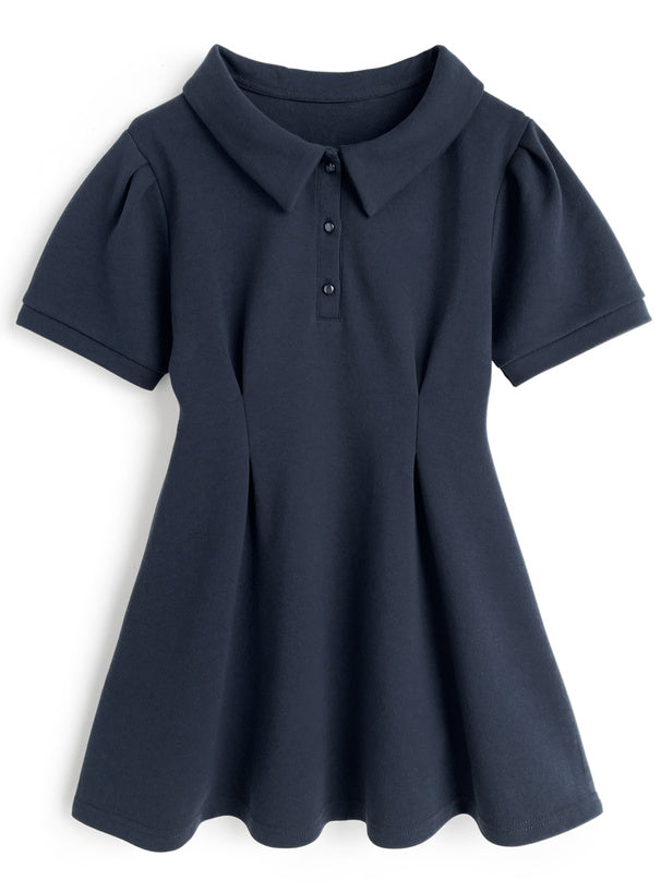 日本直送 [預購] Polo領口·修腰Aline連身裙 ◍ 2色入
