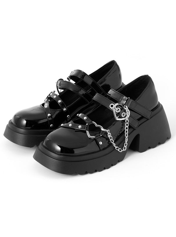 日本直送 [預購] 厚底·心心扣布革樂福鞋