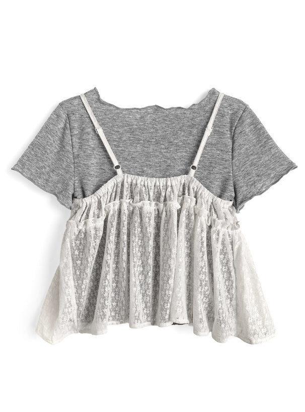 日本直送 [預購] 一套2件 ⇉ 碎花蝴蝶౨ৎ 背心➕Ruffle領口上衣