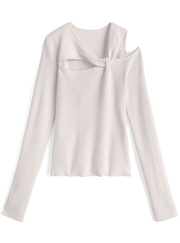 日本直送 [預購] 鏤空扭結針織上衣 ◍ 2色入