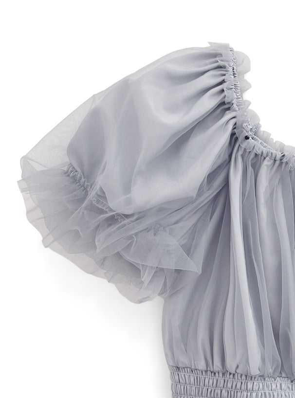 日本直送 [預購] 泡泡袖·方領紗紗上衣 ◍ 4色入