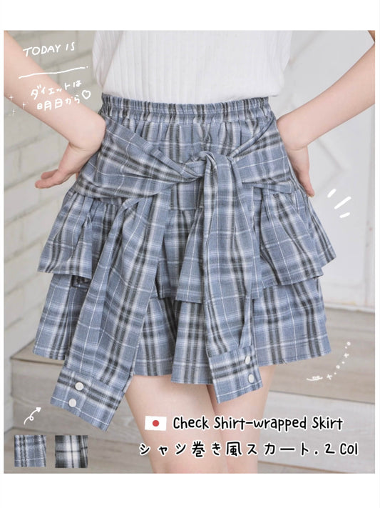 日本直送 [預購] 格仔·恤衫料短裙 ◍ 2色入