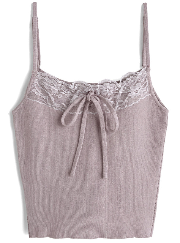 日本直送 [預購] 一套2件setup ⇉ 蕾絲拼接針織背心➕短外套 ◍ 3色入