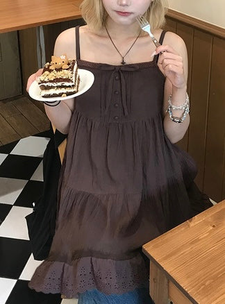 日本直送 [預購] Ruffle通花下擺౨ৎ 吊帶裙 ◍ 3色入