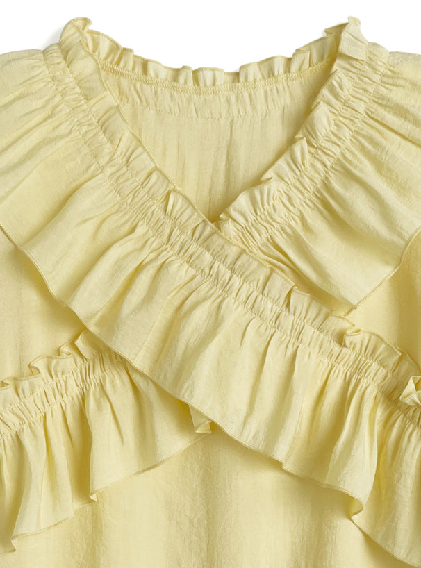 日本直送 [預購] 交叉皺褶Ruffle邊上衣 ◍ 3色入