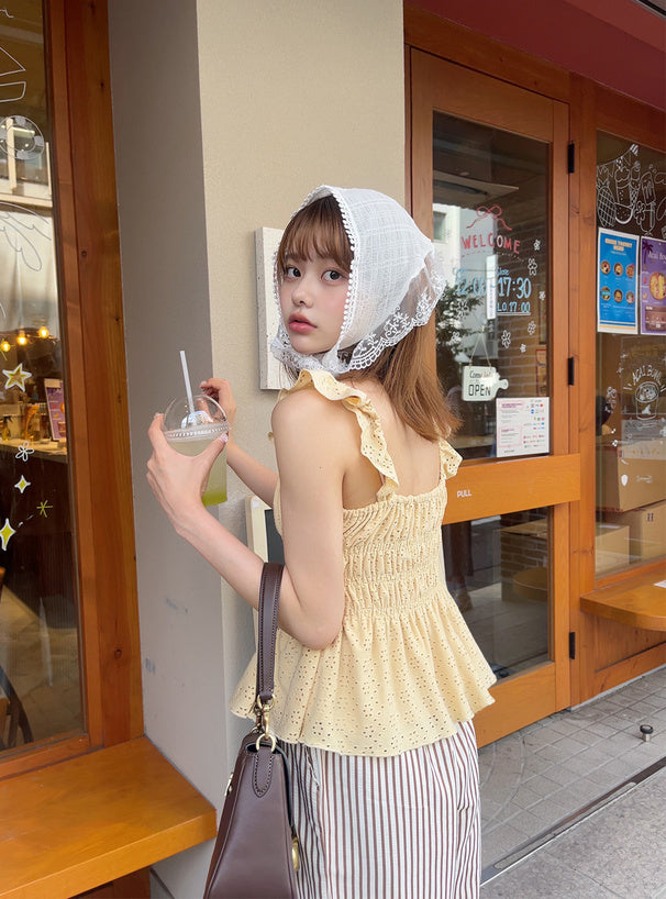 日本直送 [預購] 花花·Ruffle肩邊背心 ◍ 3色入