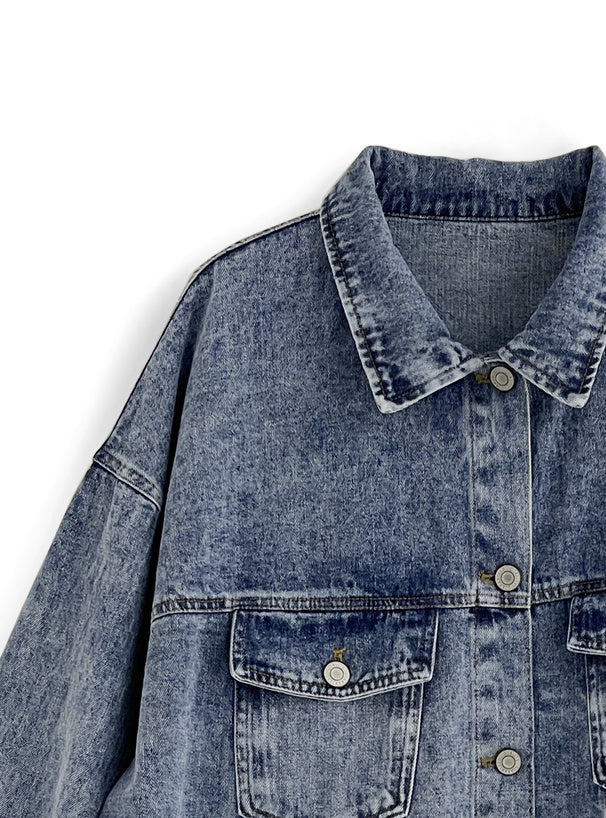 日本直送 [預購] 100% Cotton☁️ 寬鬆休閑牛仔外套 ◍ 2色入