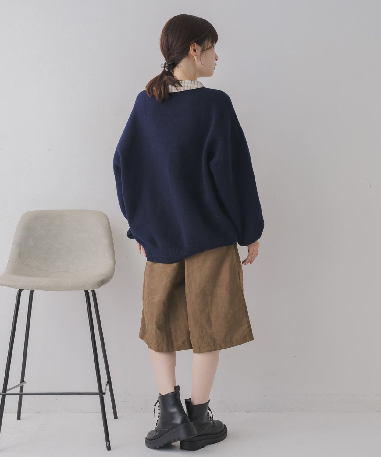 日本直送 [預購] 扮2件·格仔恤領拼針織毛衣 ◍ 3色入