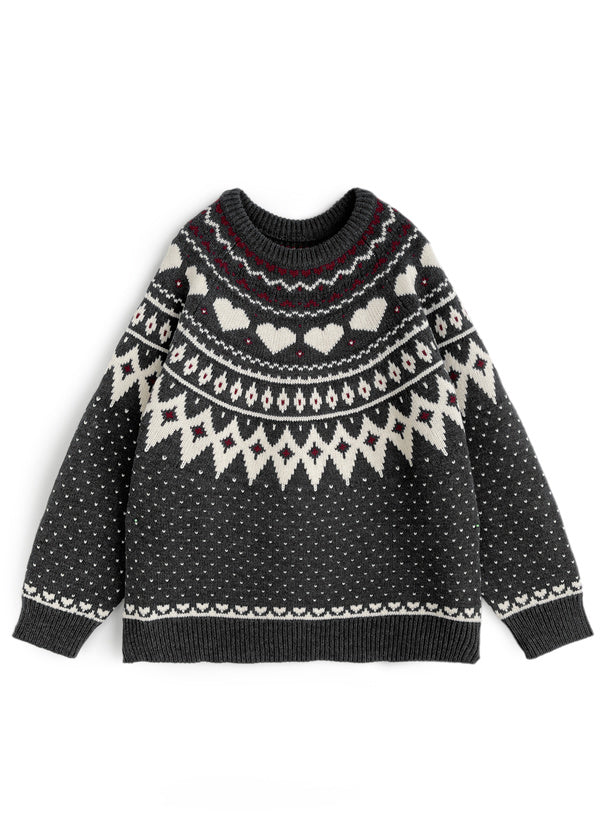 日本直送 [預購] 民族拼心心圖案·針織🧶毛衣 ◍ 3色入