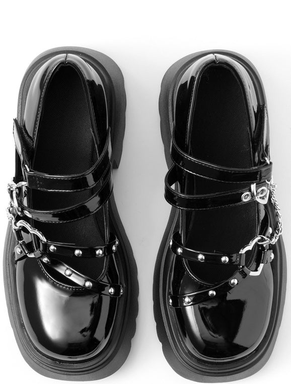 日本直送 [預購] 厚底·心心扣布革樂福鞋