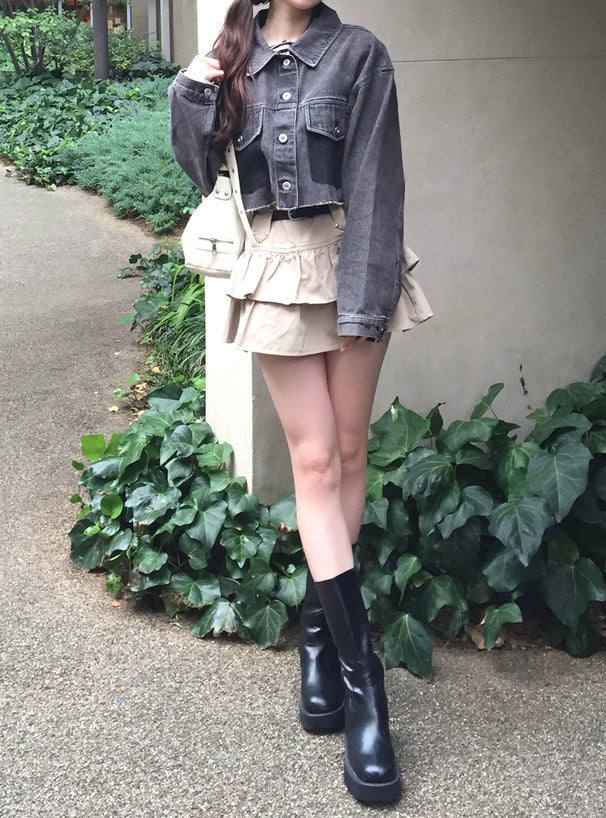 日本直送 [預購] 65% Cotton☁️ 短cutting牛仔褸 ◍ 2色入