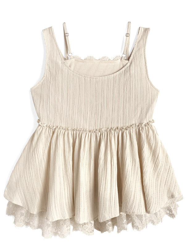 日本直送 [預購] 拼接蕾絲屬次感背心 ◍ 3色入