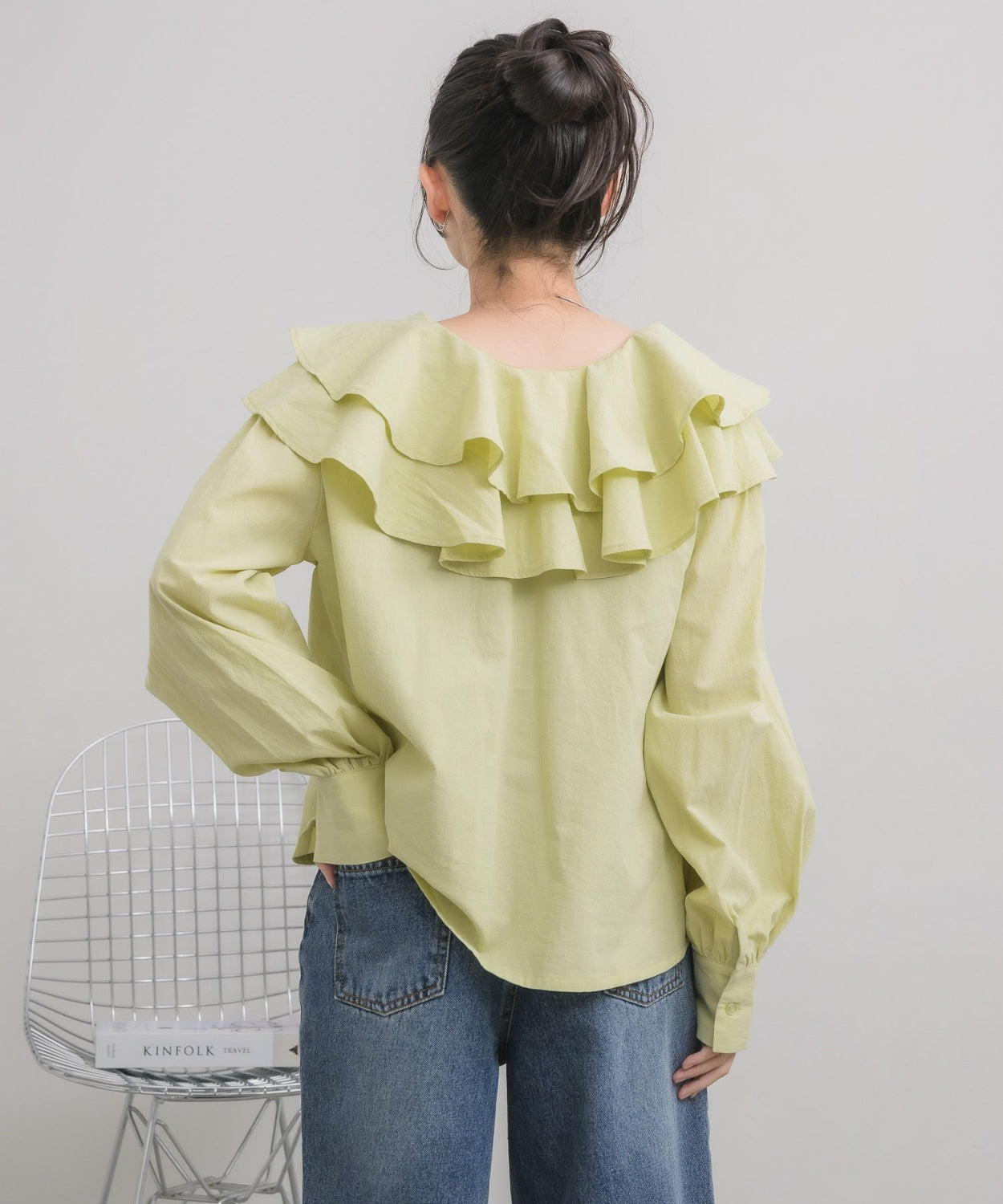 日本直送 [預購] 層次Ruffle領口౨ৎ棉料上衣 ◍ 3色入
