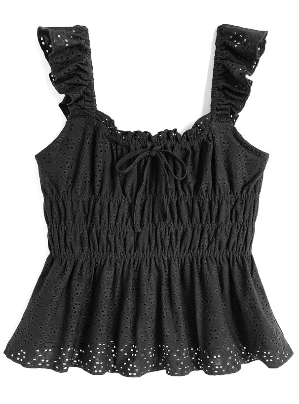 日本直送 [預購] 花花·Ruffle肩邊背心 ◍ 3色入