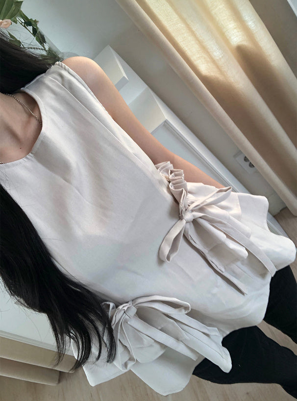 日本直送 [預購] 腰側Ruffle ౨ৎ背心上衣 ◍ 3色入