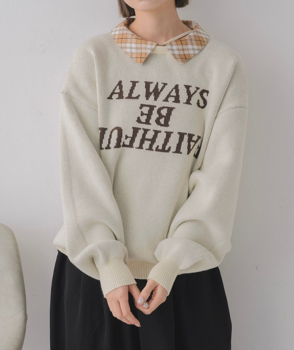 日本直送 [預購] 扮2件·格仔恤領拼針織毛衣 ◍ 3色入