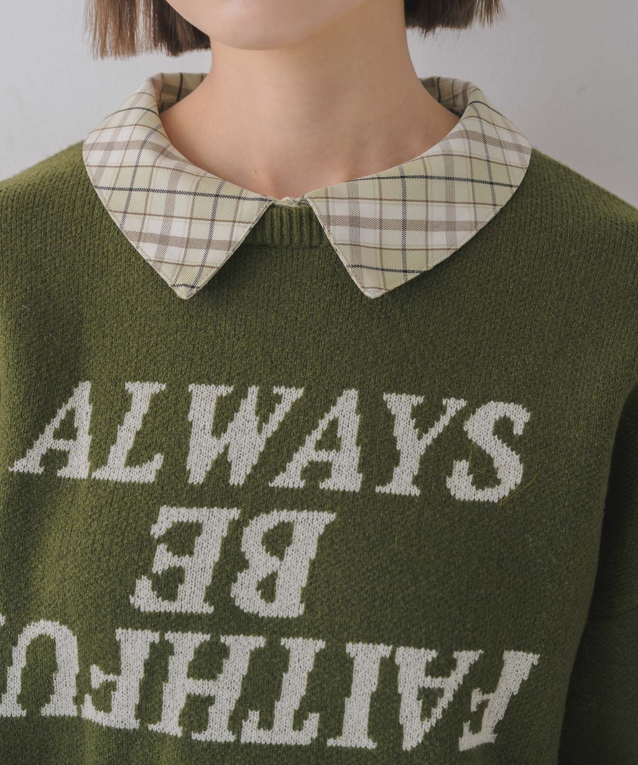 日本直送 [預購] 扮2件·格仔恤領拼針織毛衣 ◍ 3色入