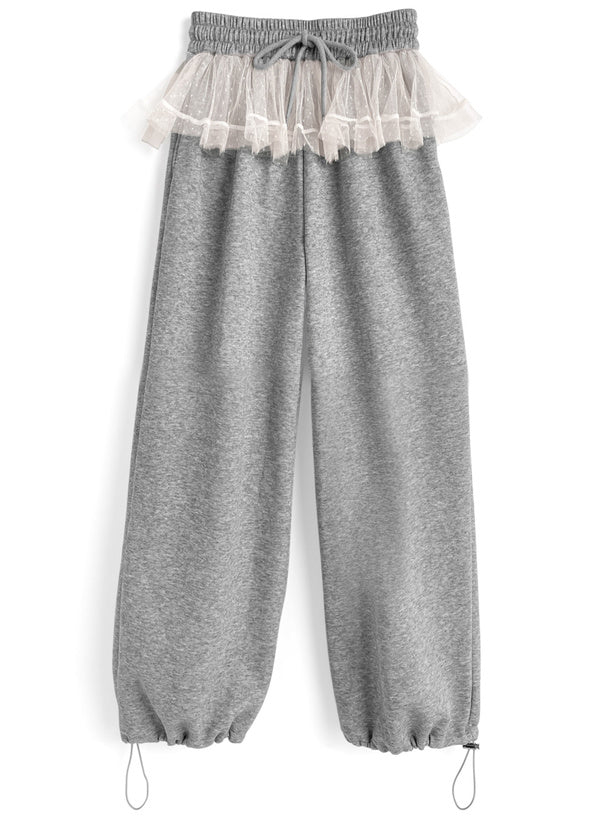 日本直送 [預購] Dot圍紗拼接☁️棉料長褲 ◍ 3色入