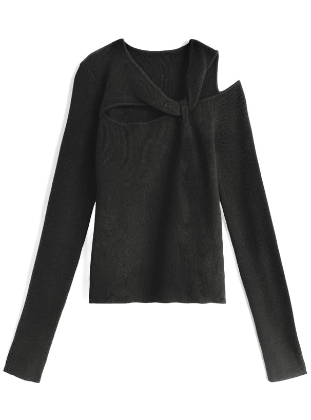 日本直送 [預購] 鏤空扭結針織上衣 ◍ 2色入