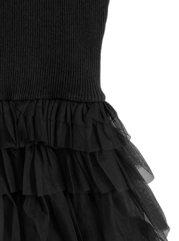 日本直送 [預購] 針織拼接紗紗背心裙 ◍ 2色入