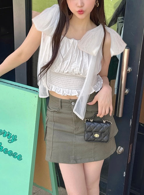 日本直送 [預購] 紗紗蝴蝶౨ৎ 肩帶背心 ◍ 3色入