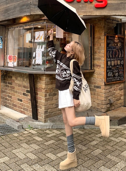 日本直送 [預購] 帶帽·民旅pattern針織上衣 ◍ 3色入