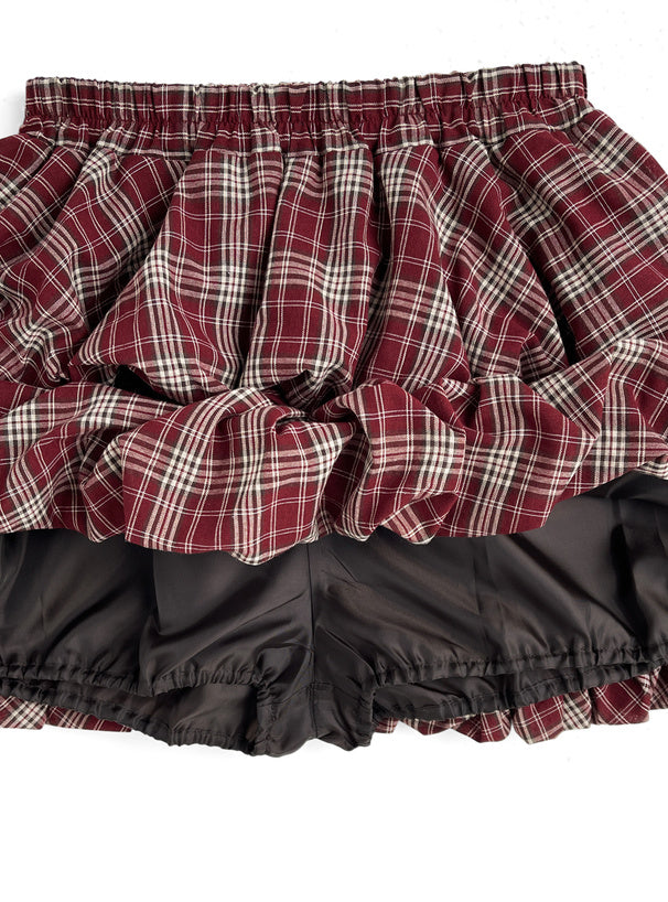日本直送 [預購] 50% 棉☁️ 格仔·蛋糕泡泡短裙 ◍ 2色入