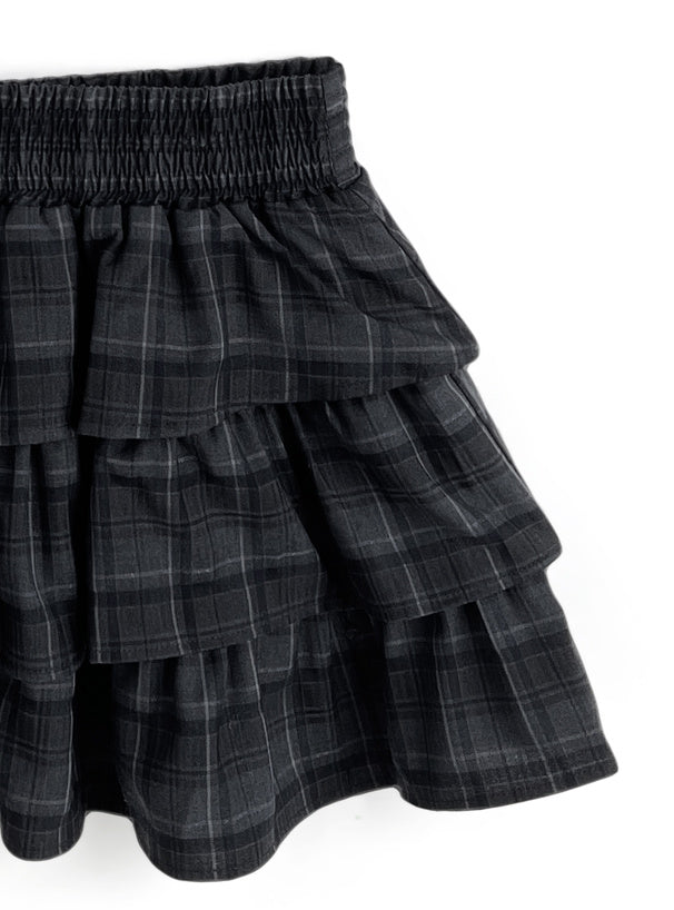 日本直送 [預購] 一套2件setup ⇉ 格仔拼接恤衫➕蛋糕短裙