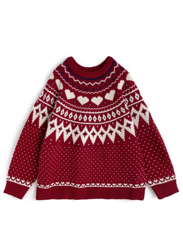 日本直送 [預購] 民族拼心心圖案·針織🧶毛衣 ◍ 3色入