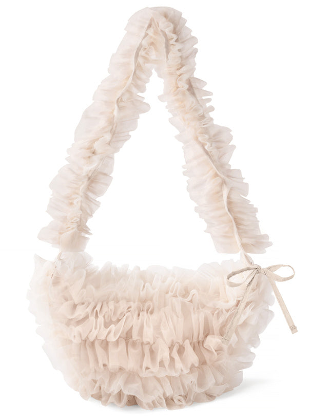 日本直送 [預購] 輕·蓬鬆紗紗皺褶౨ৎ 肩袋 ◍ 4色入