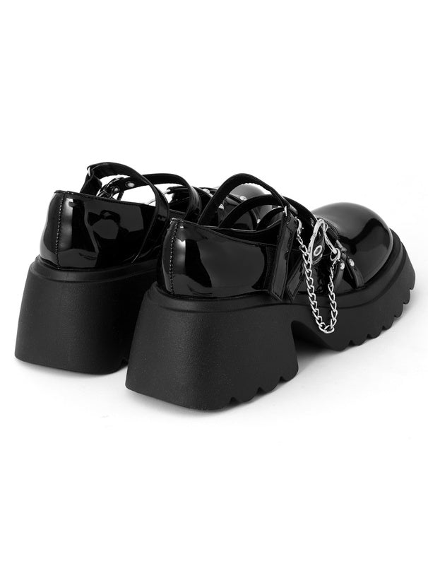 日本直送 [預購] 厚底·心心扣布革樂福鞋