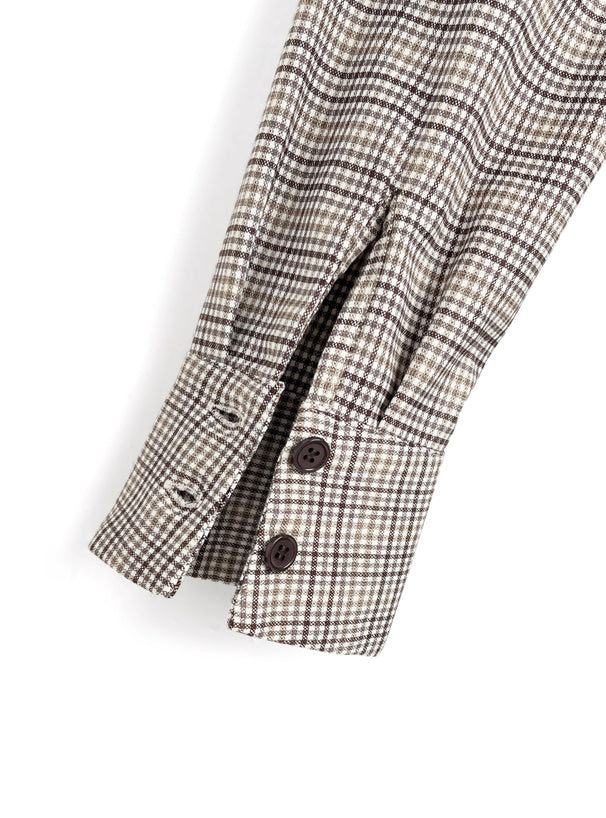 日本直送 [預購] 格仔恤拼接連身裙 (啡 ブラウン)