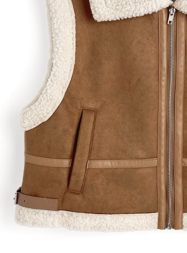 日本直送 [預購] 絨面·彷羊皮保暖背心 ◍ 2色入