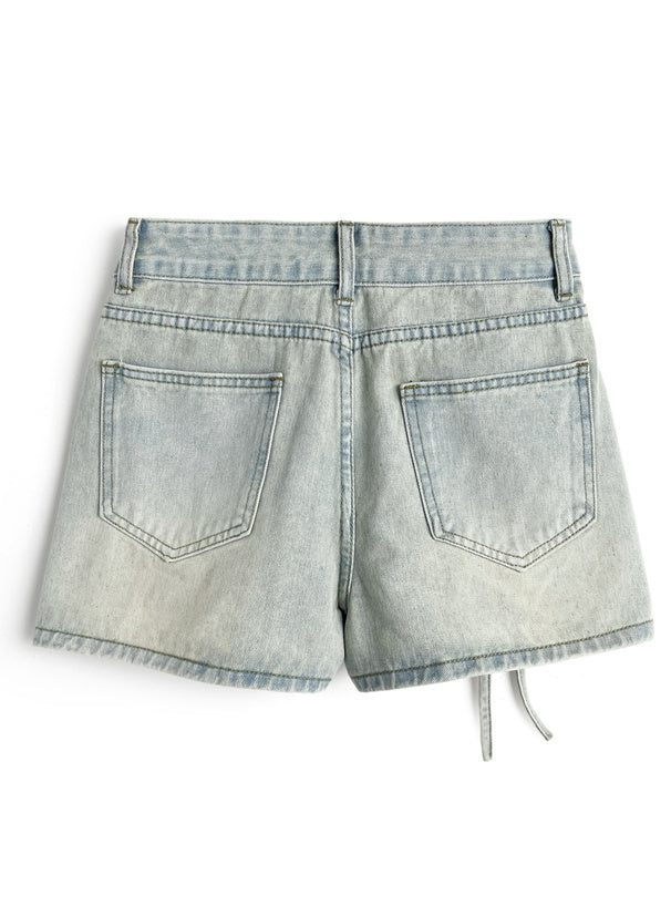 日本直送 [預購] 側蝴蝶結౨ৎ洗水色 牛仔裙褲  (Blue ブルー)