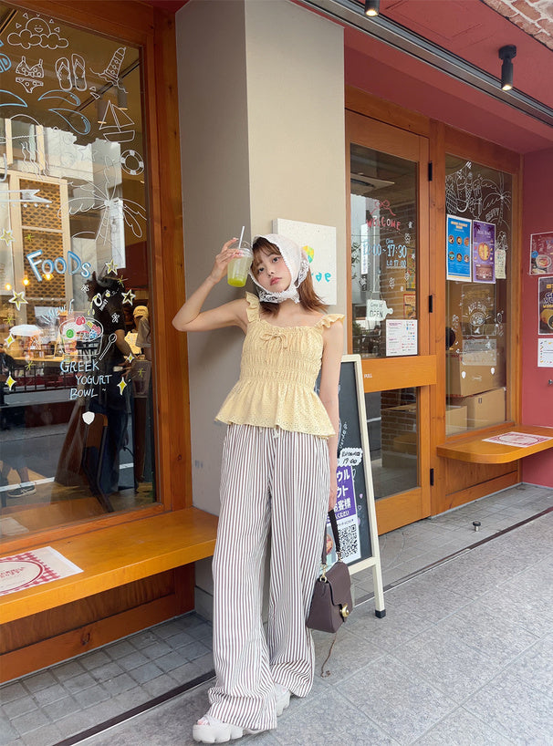 日本直送 [預購] 花花·Ruffle肩邊背心 ◍ 3色入