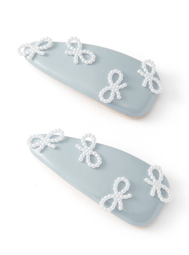 日本直送 [預購] 珍珠蝴蝶結౨ৎ 皮革髮夾◍ 4色入