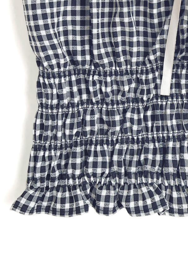 日本直送 [預購] 蝴蝶領口౨ৎ 格仔lace邊背心仔 ◍ 4色入