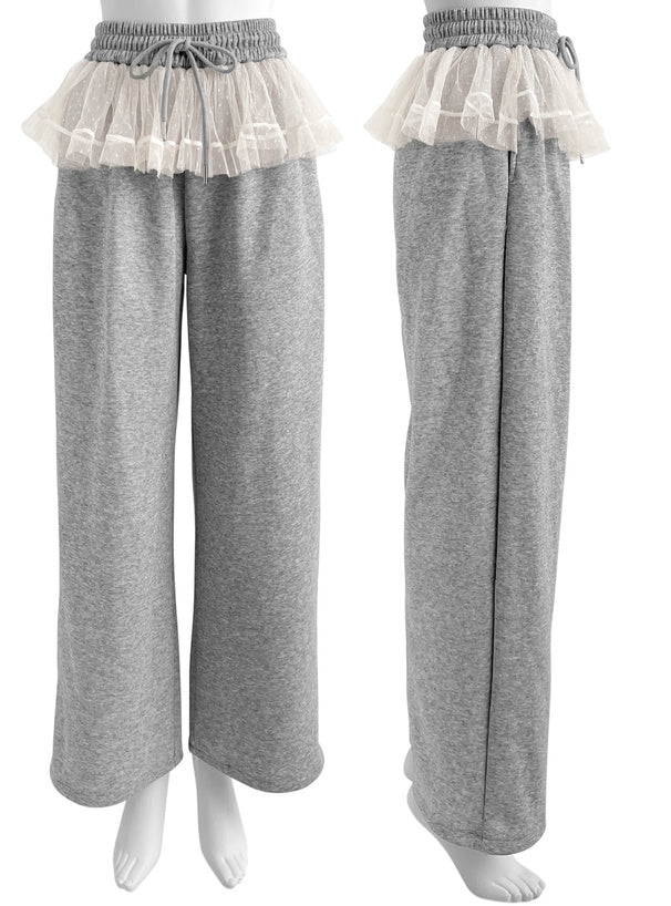 日本直送 [預購] Dot圍紗拼接☁️棉料長褲 ◍ 3色入