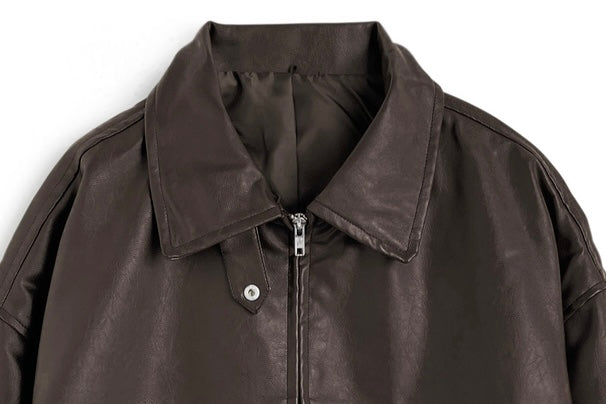 日本直送 [預購] 配可拆卸毛毛領口·女友風pu皮褸 ◍ 2色入