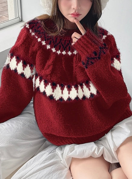 日本直送 [預購] 民族pattern針織🧶毛衣 ◍ 4色入