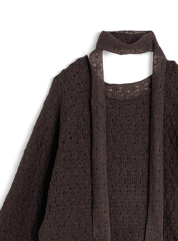 日本直送 [預購] 配Choker ·鏤空針織上衣 ◍ 2 色入