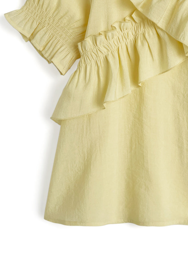 日本直送 [預購] 交叉皺褶Ruffle邊上衣 ◍ 3色入