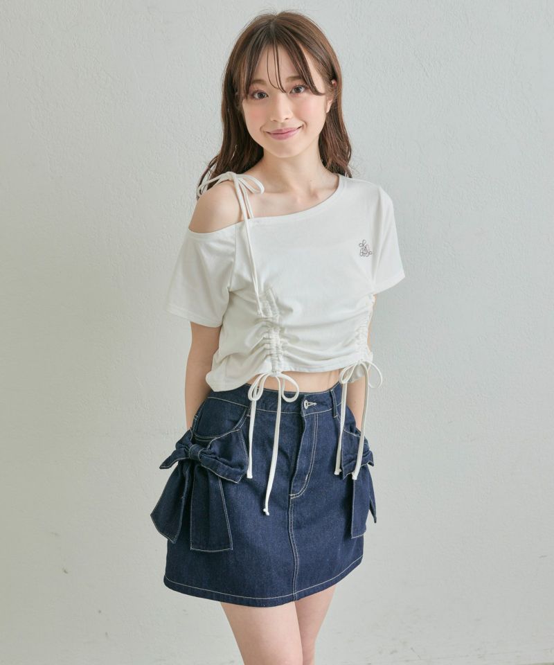 日本直送 [預購] 側蝴蝶౨ৎ口袋·牛仔布短裙 ◍ 3色入