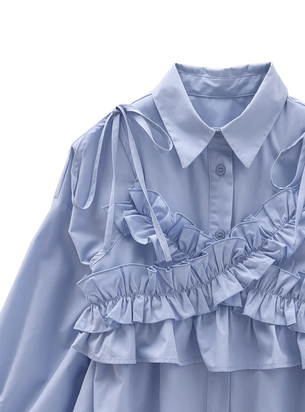 日本直送 [預購] 一套2件setup ⇉ Ruffle交叉背心➕恤裙 ◍ 3色入