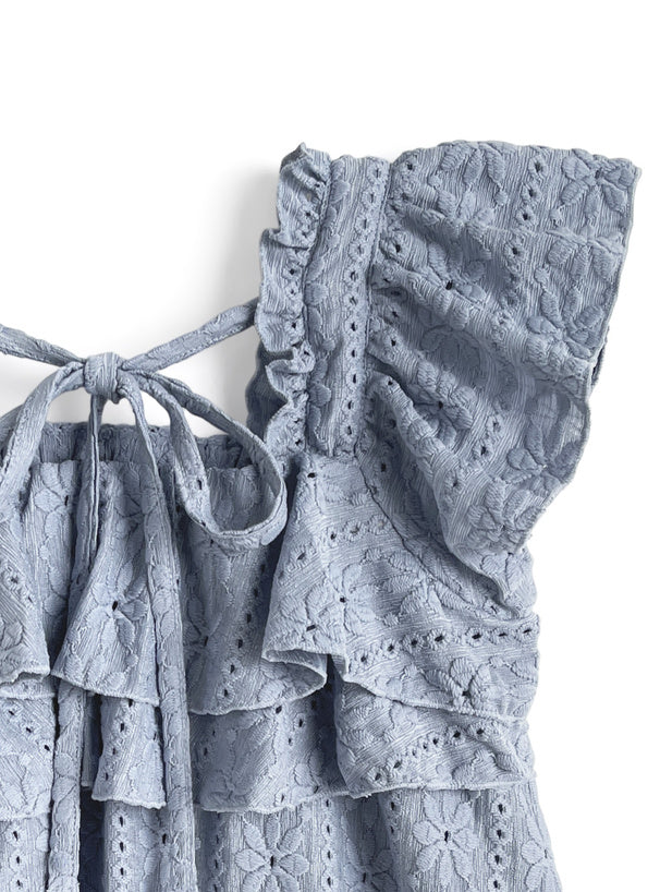 日本直送 [預購 - 日本7月下旬發貨] 花花壓花·Ruffle邊上衣 ◍ 2色入