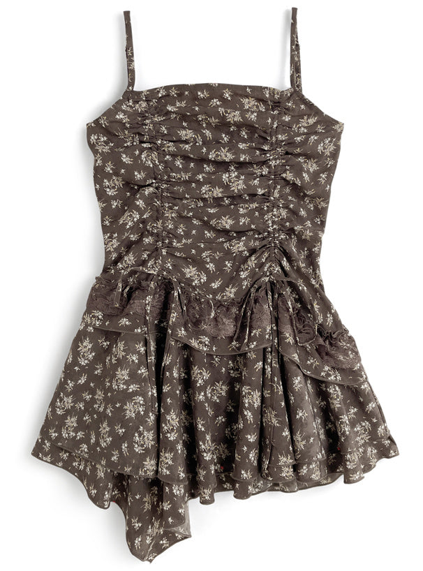 日本直送 [預購] 碎花拼接蕾絲·Ruffle吊帶裙 ◍ 3色入