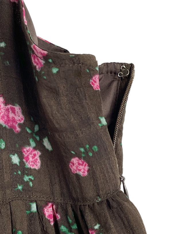 日本直送 [預購] Ruffle通花下擺౨ৎ碎花吊帶裙 (啡 ブラウン)