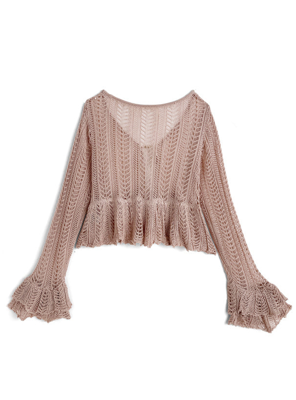 日本直送 [預購] 蝴蝶綁帶౨ৎ鏤空針織外套 ◍ 3色入